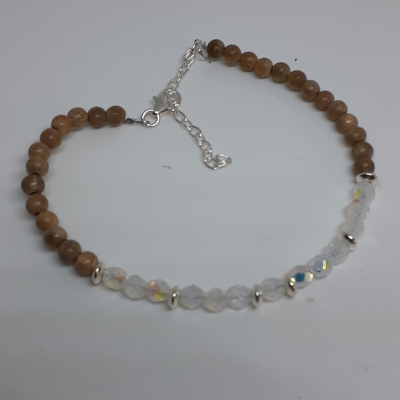 Aaa moonstone/sandalwood/ sterling silver bracelet - Picture 7 of 7